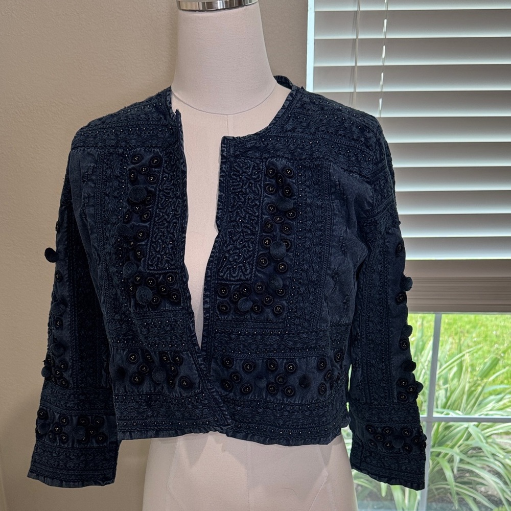 Neiman Marcus Midnight Blue Embellished Blazer